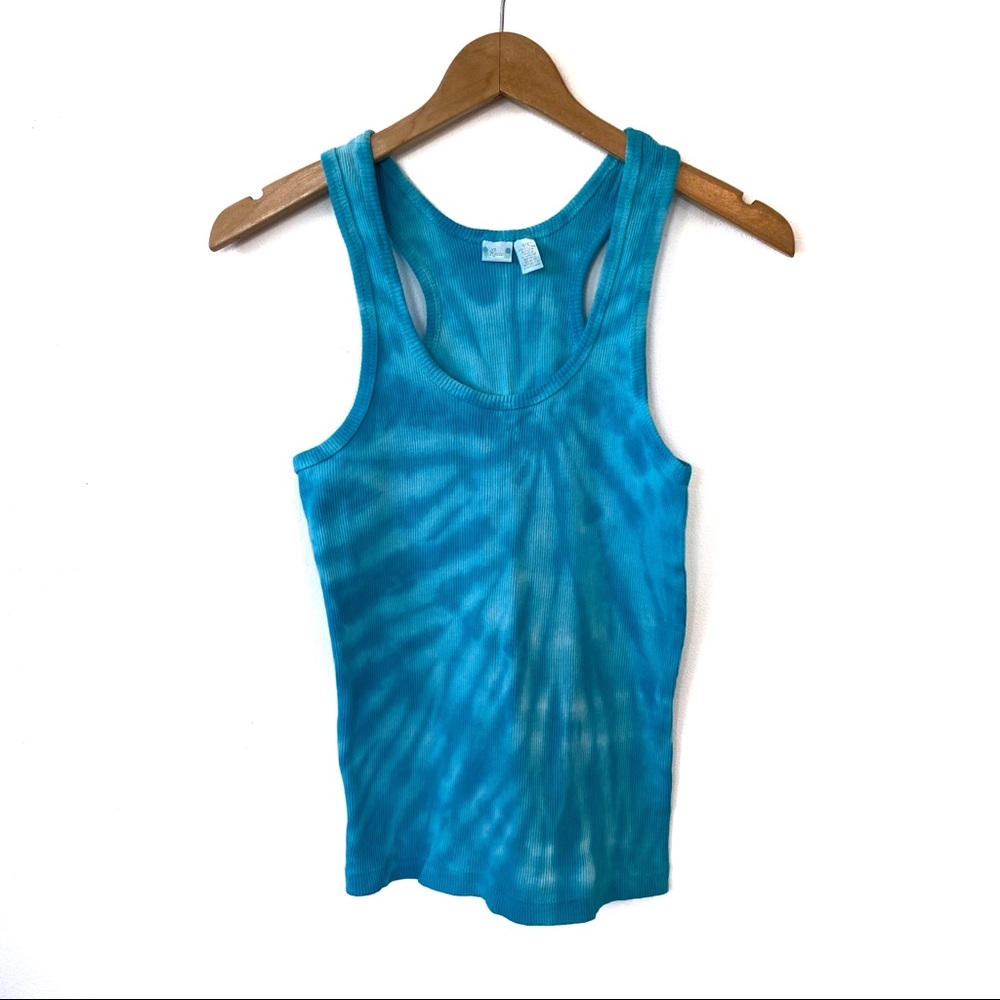 Blue Tie Dye Ribbed Tank Top